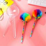 Cute 0.5mm Plastic Gel Pen Colorful Rainbow Plush Pen Fountain Signing Black Ink Color Pen Office School Pencil Lollipop Bow tie