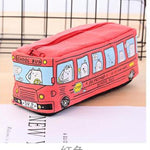 cute School Bus Pencil Case,large capacity canvas car pencil bag,orange,red,yellow,blue available