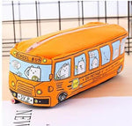 cute School Bus Pencil Case,large capacity canvas car pencil bag,orange,red,yellow,blue available