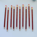 10 pcs / lot Red wooden pencils HB pencil with eraser head  Mirui Stationery