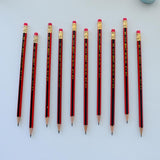 10 pcs / lot Red wooden pencils HB pencil with eraser head  Mirui Stationery