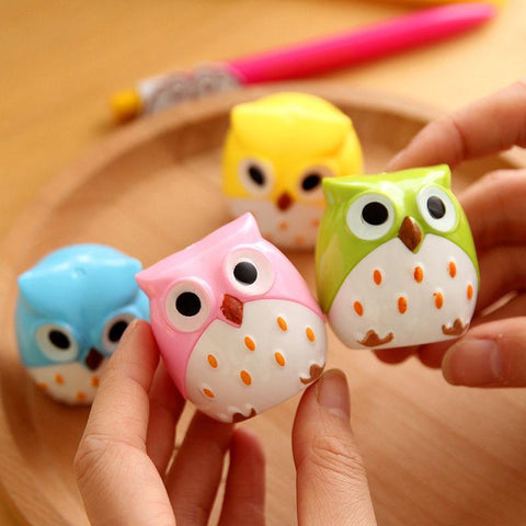 4 color Cute Kawaii Lovely Plastic Owl Automatic Pencil Sharpener Creative Stationery Gifts For Kids School Supplies