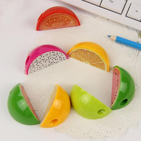 3PCS Watermelon And Dragon Fruit Pencil Sharpener Fruit Plastic Pencil Sharpener Stationery Supplies