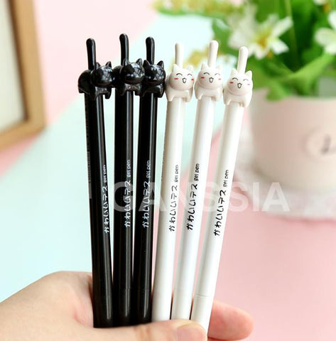 1PC/lot Kawaii cat Gel pen Cute cats click type 0.5mm black ink pens zakka Stationery Canetas escolar school supplies(ss-a962)