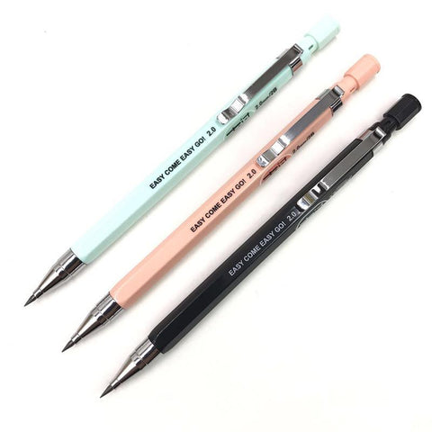 1 pcs Mechanical Pencil, 2.0 mm Lead Refill, Black/Blue/Pink Barrel Automatic Pencil for Exams Drawing