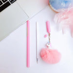 Pink Flamingo Unicorn Fluffy Ball Gel Pen Ink Pen 0.5mm Black Ink Promotional Gift Stationery School Office Supplies