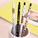 4PCS/lot Fashion 0.5mm Automatic Pen Cute Black and White Dots Plastic Mechanical Pencil for Students Learning Writing Supplies